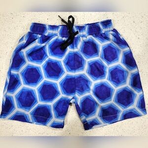 🌟4 for $20🌟 Kortni Jeane Boys Mini Men Size 8-9 Blue Geo Swim Trunks Shorts